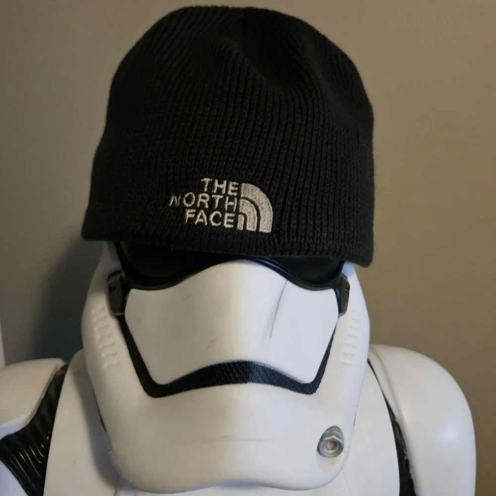 The North Face Beanie OS Black Embroidered Logo Knit Hat Ribbed Winter Cap